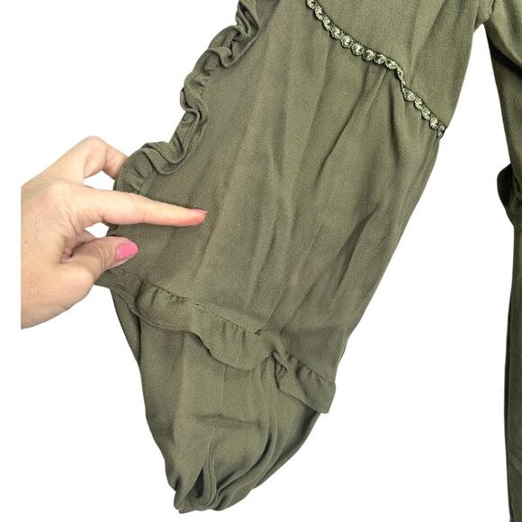 Hale Bob Josephine Embroidered Maxi Dress Olive Green XS - Picture 7 of 7